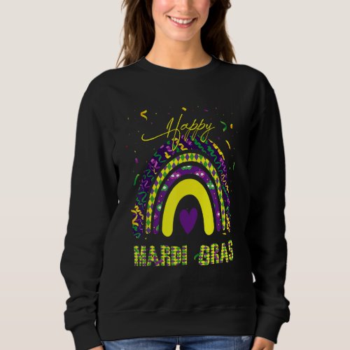 Happy Mardi Gras Funny Rainbow Mask Beads Cool Mar Sweatshirt