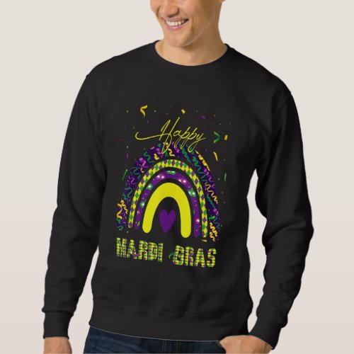 Happy Mardi Gras Funny Rainbow Mask Beads Cool Mar Sweatshirt