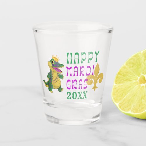 Happy Mardi Gras Gator King Shot Glass