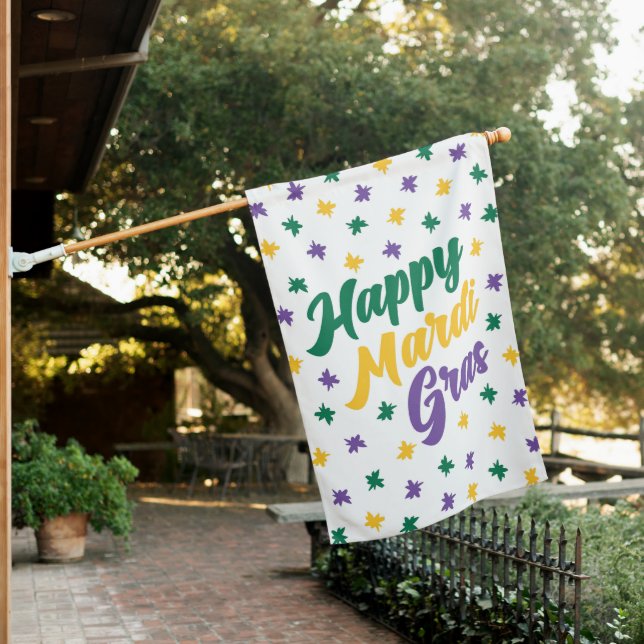 Happy Mardi Gras House Flag (In SItu)