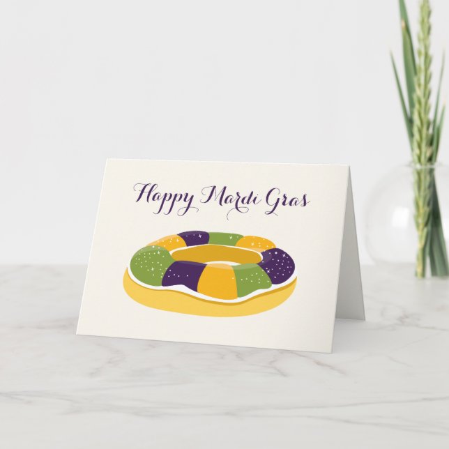 Happy Mardi Gras King Cake Fat Tuesday Card (Front)
