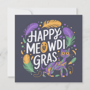 Happy mardi gras Meowdi  Invitation