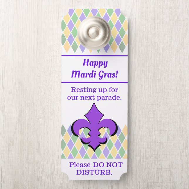 Happy Mardi Gras | Personalized Door Hanger (On Knob)