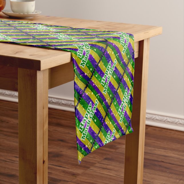 Happy Mardi Gras Poster Short Table Runner (In Situ)