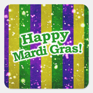 Happy Mardi Gras Poster Square Sticker