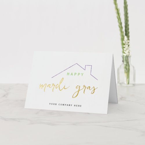 Happy Mardi Gras Real Estate Promotional  Foil Greeting Card