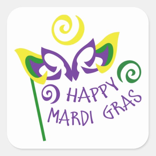 Happy Mardi Gras Square Sticker