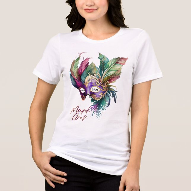 Happy Mardi Gras T-Shirt for Women Tri-Blend Shirt (Front)