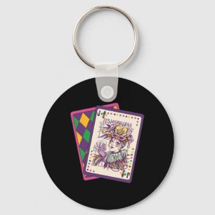 Happy Mardi Gras Tarot Card Louisiana Mardi Gras Q Keychain