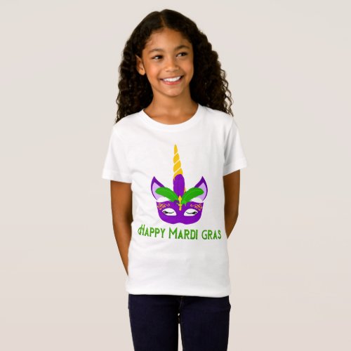 Happy Mardi Gras  Unicorn Colorful T_Shirt