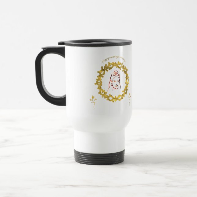 Happy Marriage ceremony Travel Mug (Left)