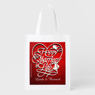 Happy Married Life & I Love U Reusable  Grocery Bag
