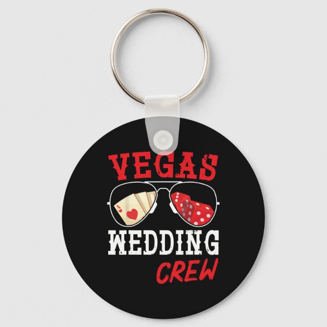 Happy Marry Bride Groom Husband And Wife Vegas Wed Keychain (Front)