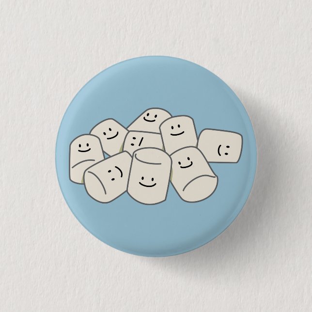 Happy Marshmallow buddies sticky puff sweet friend Pinback Button (Front)