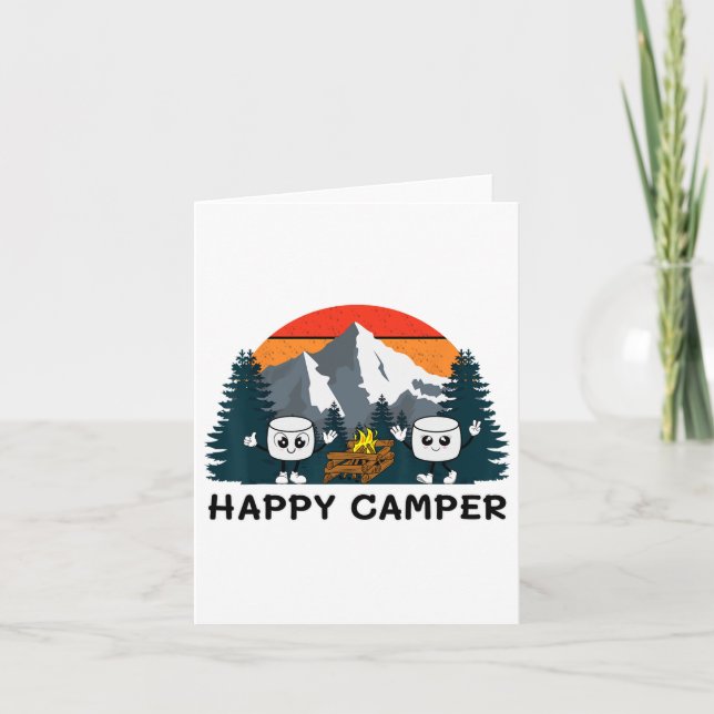 Happy Marshmallow Camper Ba  Card (Front)