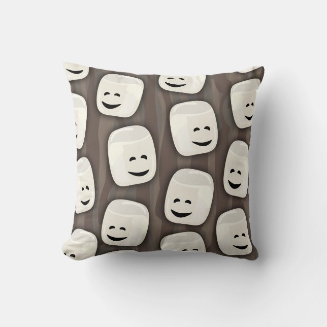 Happy Marshmallow Friends Pattern Throw Pillow (Front)