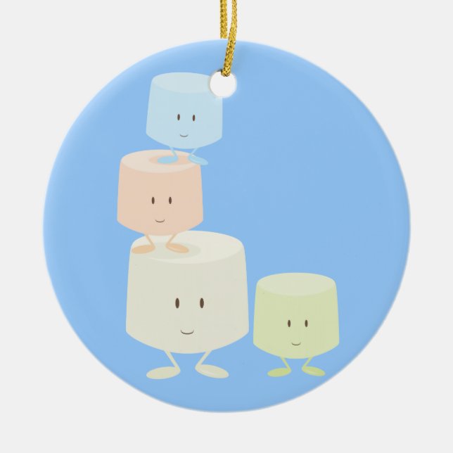 Happy marshmallows ceramic ornament (Front)
