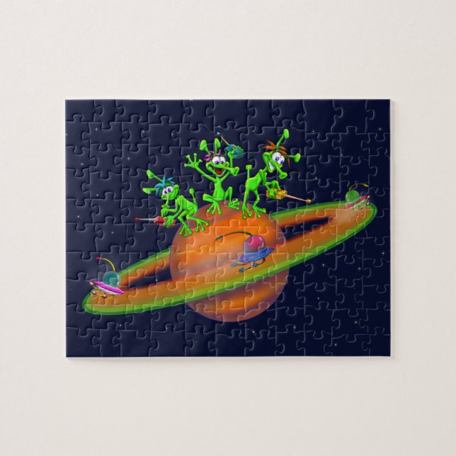 Happy Martians playing a race in Saturn Jigsaw Puzzle (Horizontal)