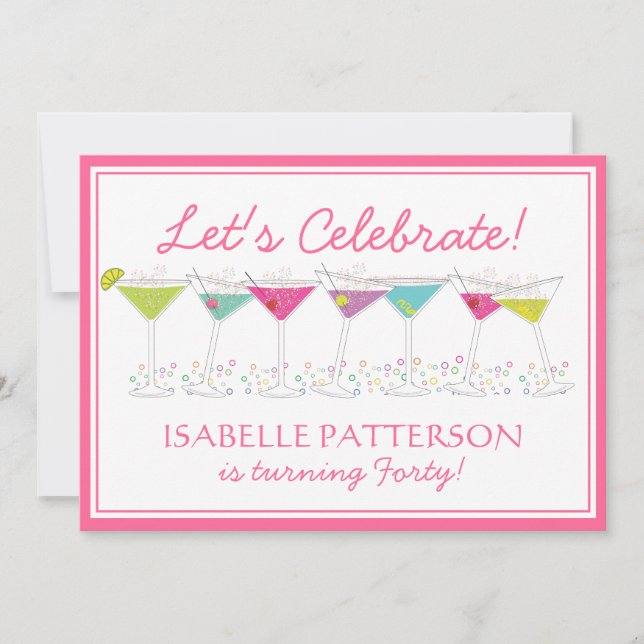 Happy Martinis Milestone Birthday Party Invitation (Front)