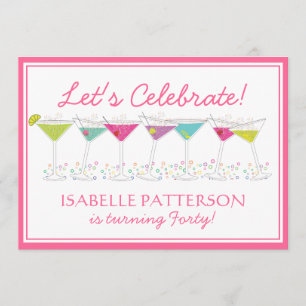 Happy Martinis Milestone Birthday Party Invitation