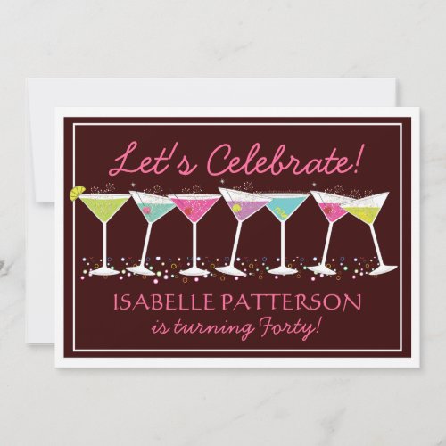 Happy Martinis Milestone Birthday Party Invitation