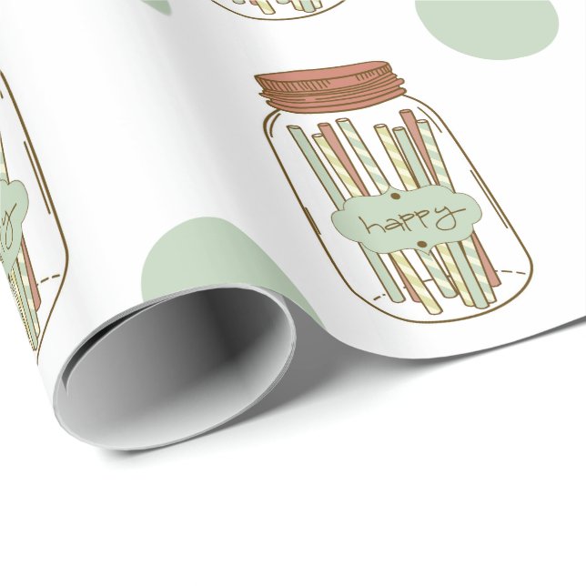 Happy mason jar and straws wrapping paper (Roll Corner)