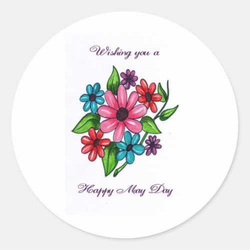 Happy May Day Classic Round Sticker