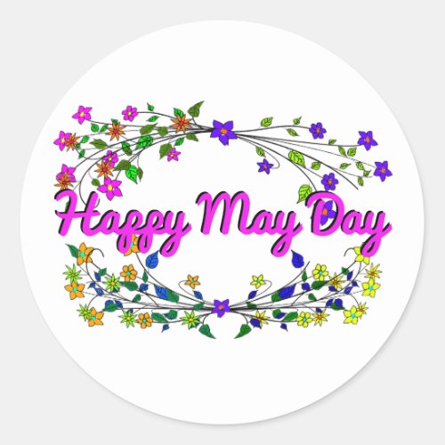 Happy May Day Classic Round Sticker