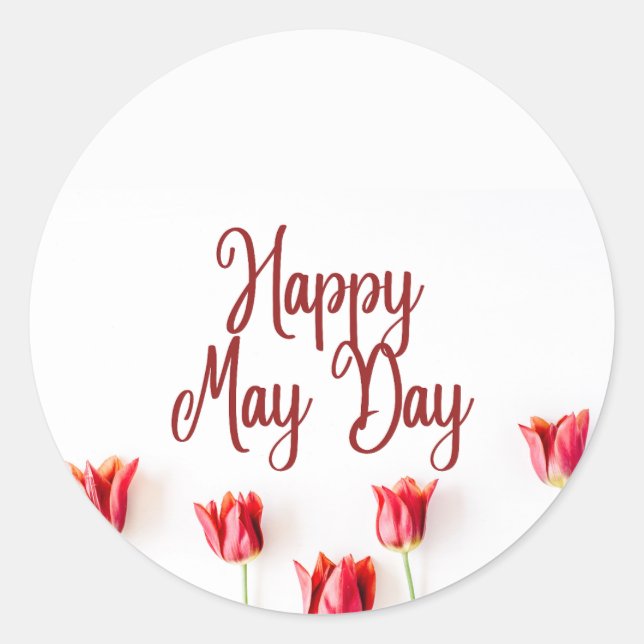 Happy May Day Classic Round Sticker (Front)