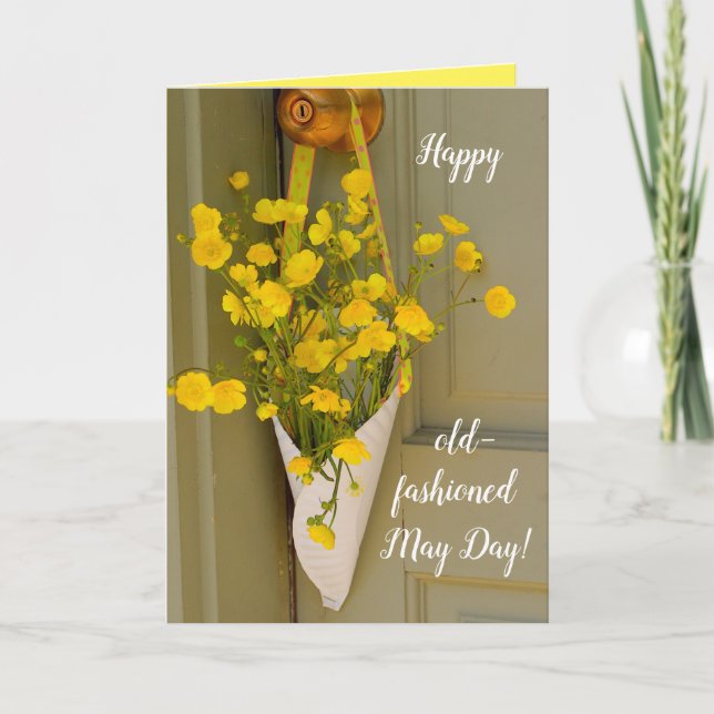 Happy May Day, Yellow Flowers  Card (Front)