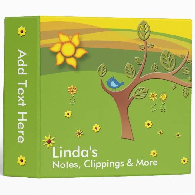 Happy Meadow Binder - For Notes, Clippings & More (Front/Spine)