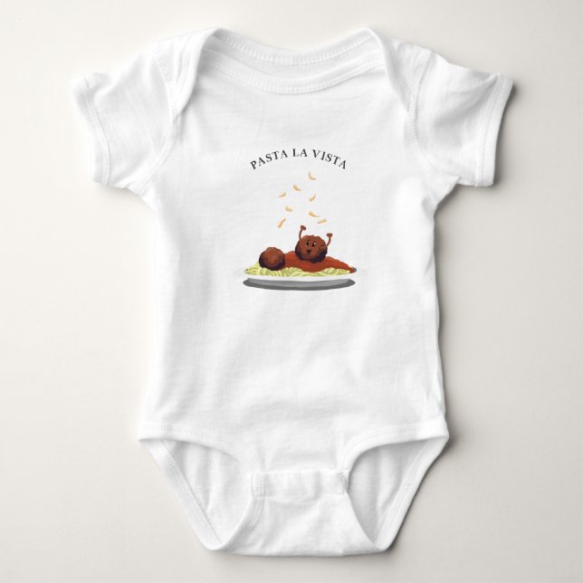 Happy Meatball "Pasta La Vista!" Baby Bodysuit (Front)