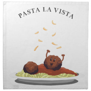 Happy Meatball "Pasta La Vista!" Cloth Napkin