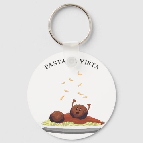 Happy Meatball Pasta La Vista Keychain