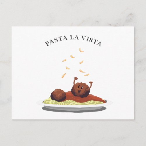 Happy Meatball Pasta La Vista Postcard