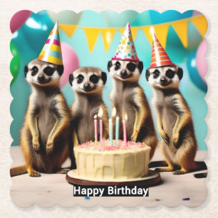 Happy Meerkat Birthday, Paper Coaster