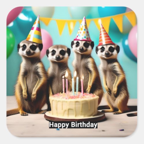 Happy Meerkat Birthday Square Sticker