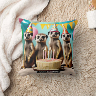 Happy Meerkat Birthday, Throw Pillow