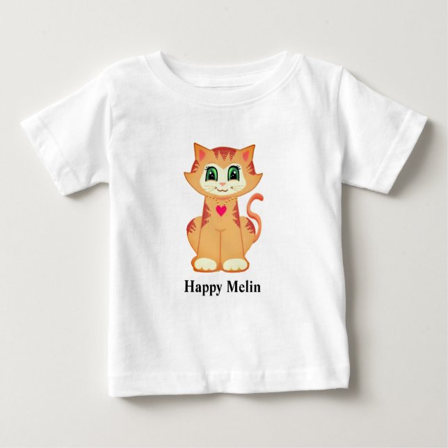 Happy Melin Ginger Kitty Cat Baby T-Shirt (Front)