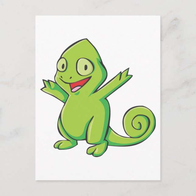 Happy Meller’s Chameleon Cartoon Postcard (Front)