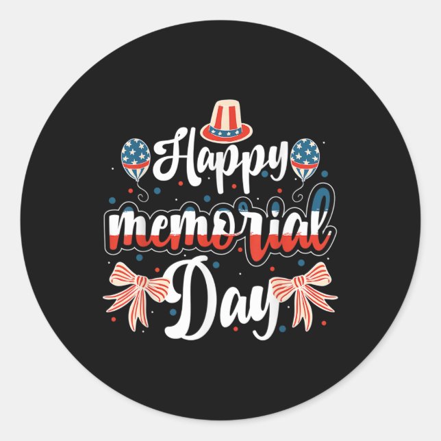 Happy Memorial Day _1  Classic Round Sticker (Front)