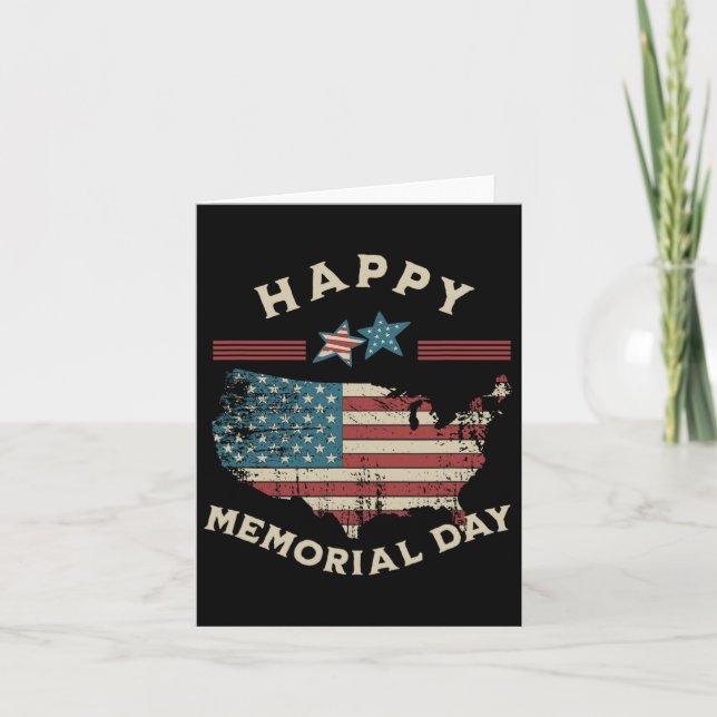 Happy Memorial Day American Flag Memorial Day 4th  Card (Front)