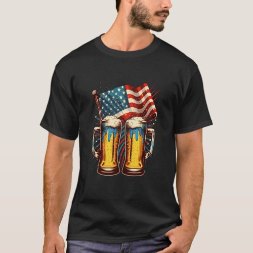 Happy Memorial Day Beer American USA Flag 4th of J T_Shirt