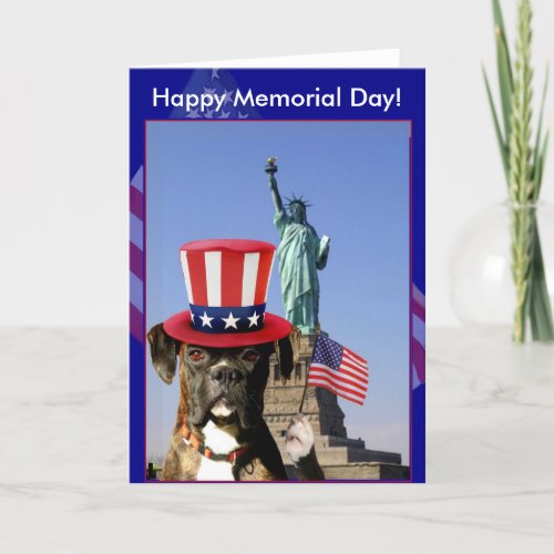 Happy Memorial Day boxer dog greeting card