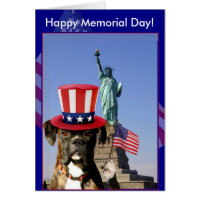 Happy Memorial Day boxer dog greeting card