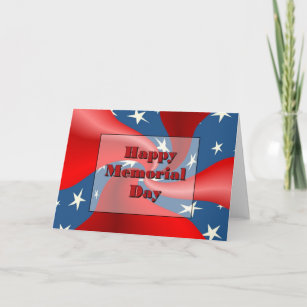 Happy Memorial Day Greeting Card With Flag And Silhouette Of