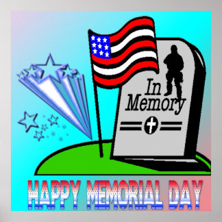 Happy Memorial Day - Flag Gravestone Poster