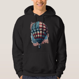 Happy Memorial Day Hot Air Balloon USA American Fl Hoodie