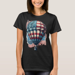 Happy Memorial Day Hot Air Balloon USA American Fl T-Shirt