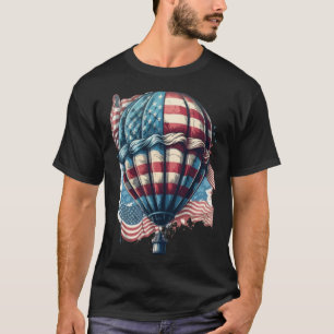Happy Memorial Day Hot Air Balloon USA American Fl T-Shirt